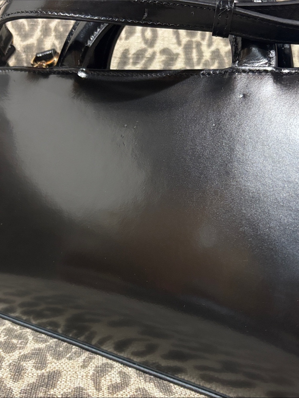 Claudia Firenze purse black leather top handle shoulder bag dramatic chain front - Picture 7 of 16